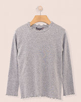 Mock Neck Italian Brushed Cotton Shirt Grey