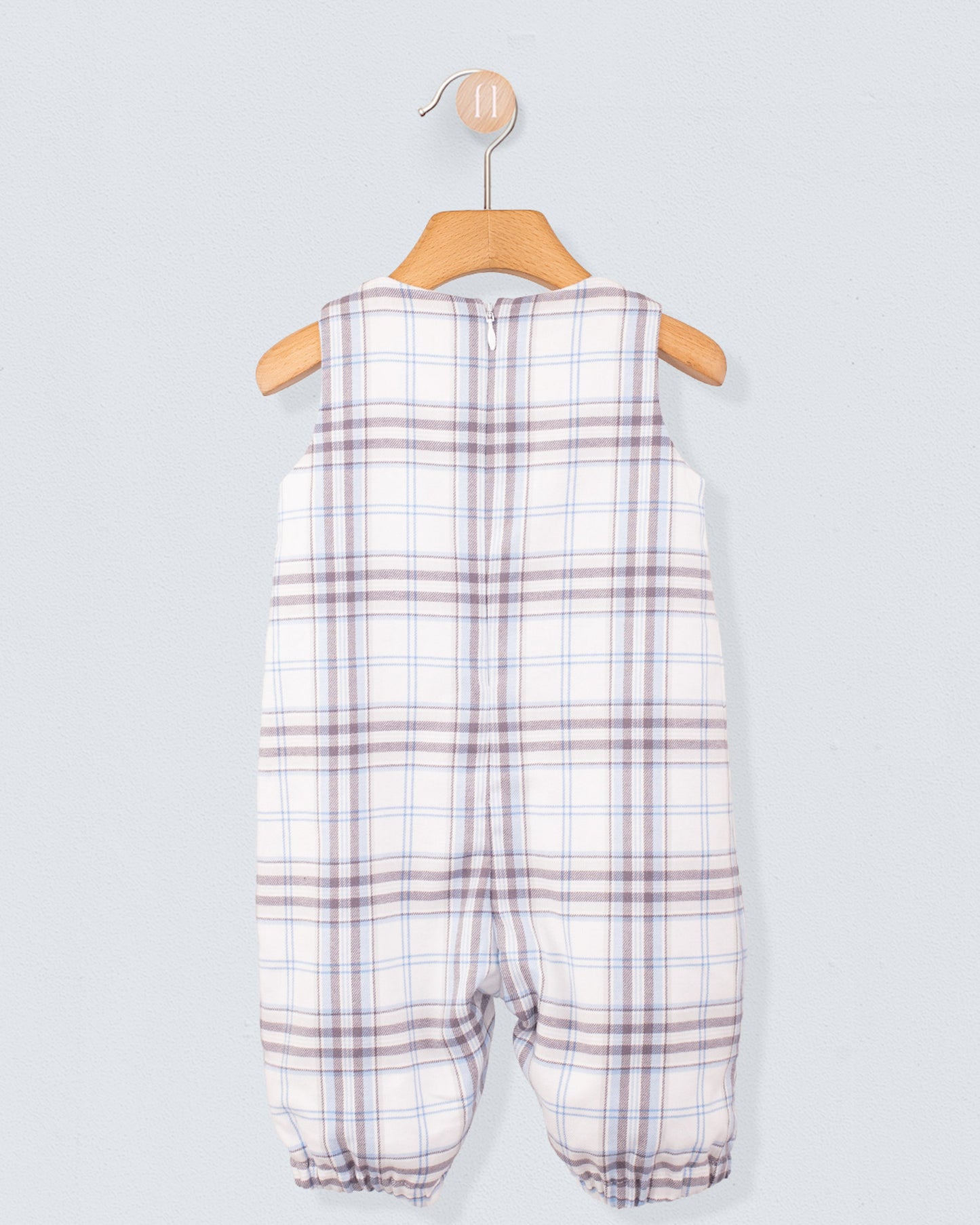 Harry Baby Blue Plaid Flannel Romper - Romper