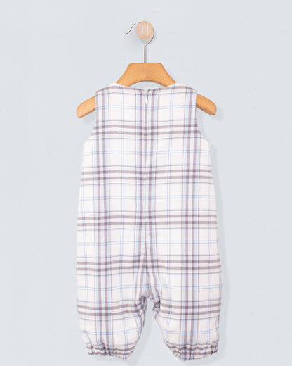 Harry Baby Blue Plaid Flannel Romper - Romper