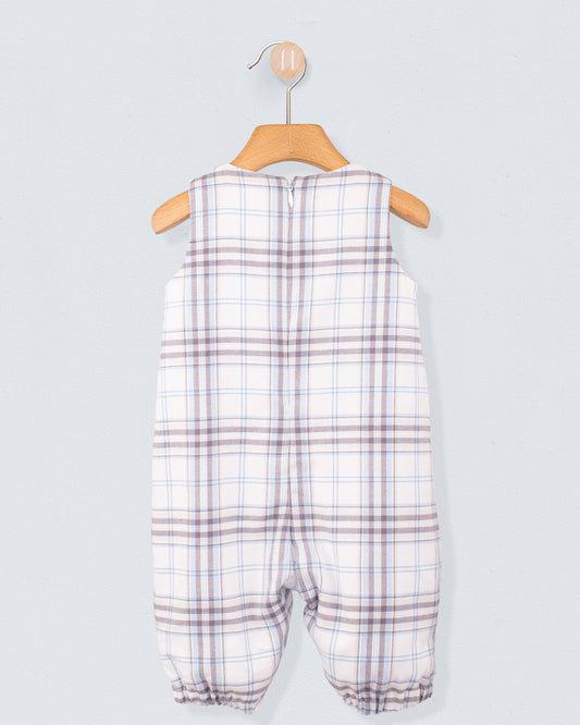 Harry Baby Blue Plaid Flannel Romper - Romper