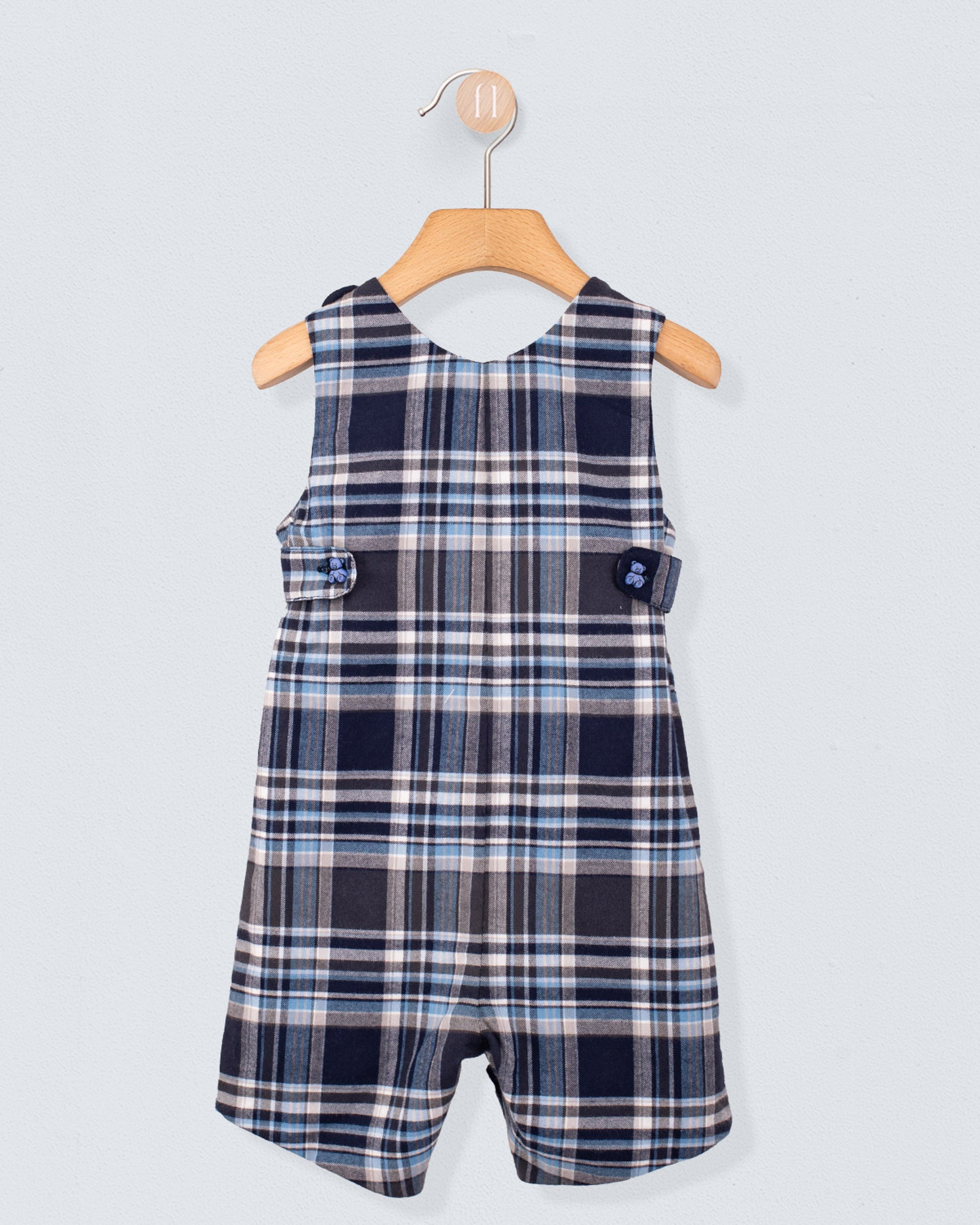 Kennedy Italian Navy Plaid Flannel Romper - Romper