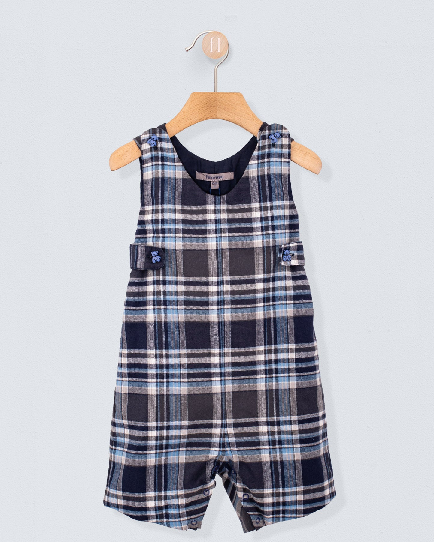Kennedy Italian Navy Plaid Flannel Romper - Romper