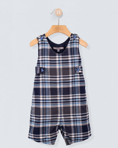 Kennedy Italian Navy Plaid Flannel Romper - Romper