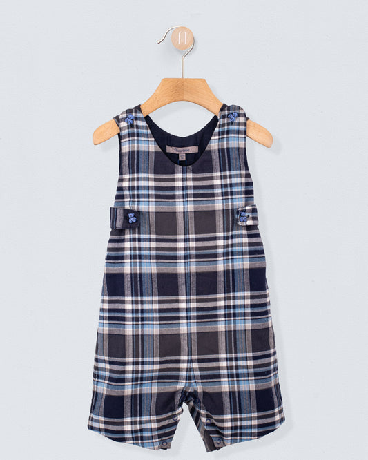 Kennedy Italian Navy Plaid Flannel Romper - Romper