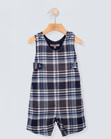Kennedy Italian Navy Plaid Flannel Romper