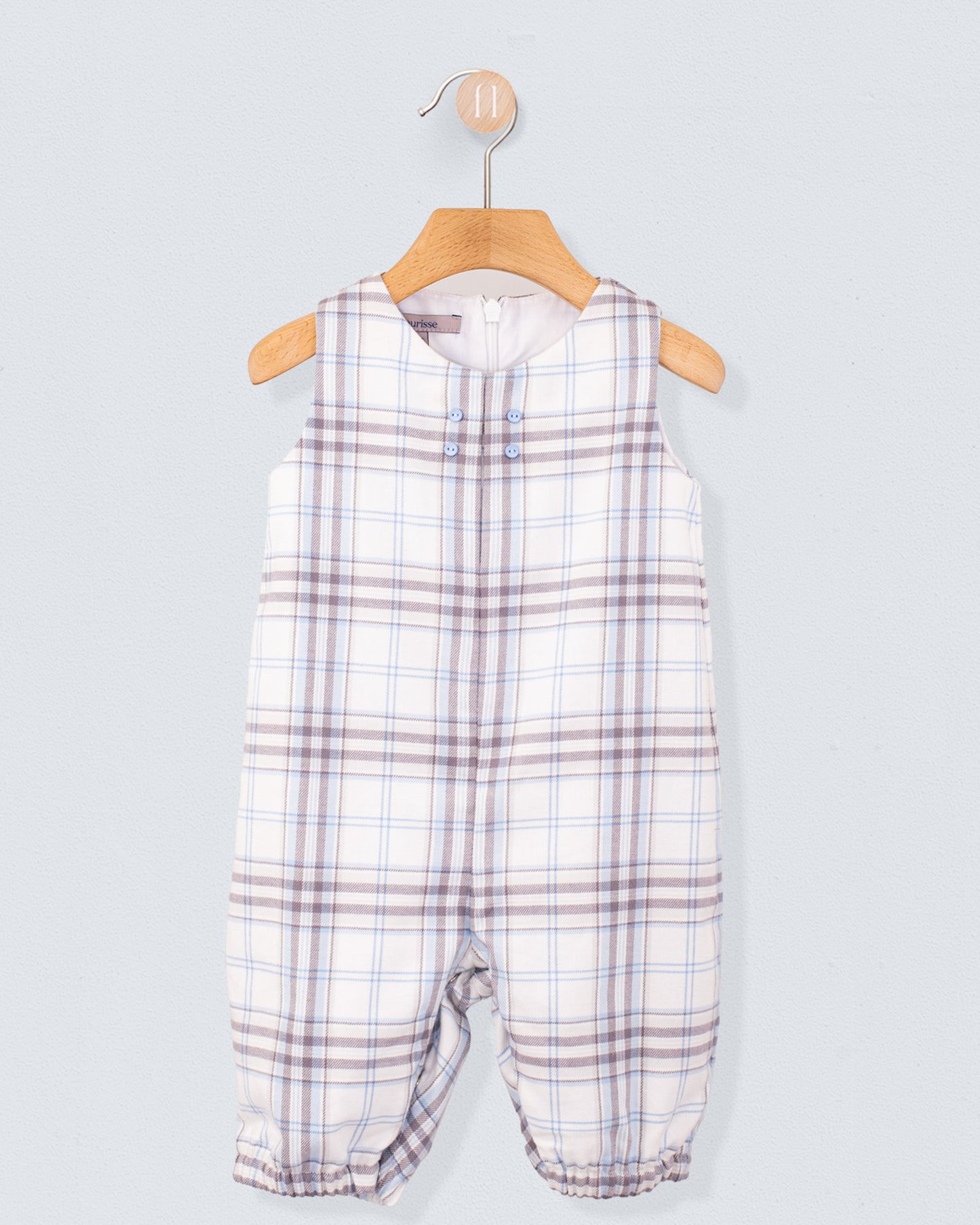 Harry Baby Blue Plaid Flannel Romper - Romper