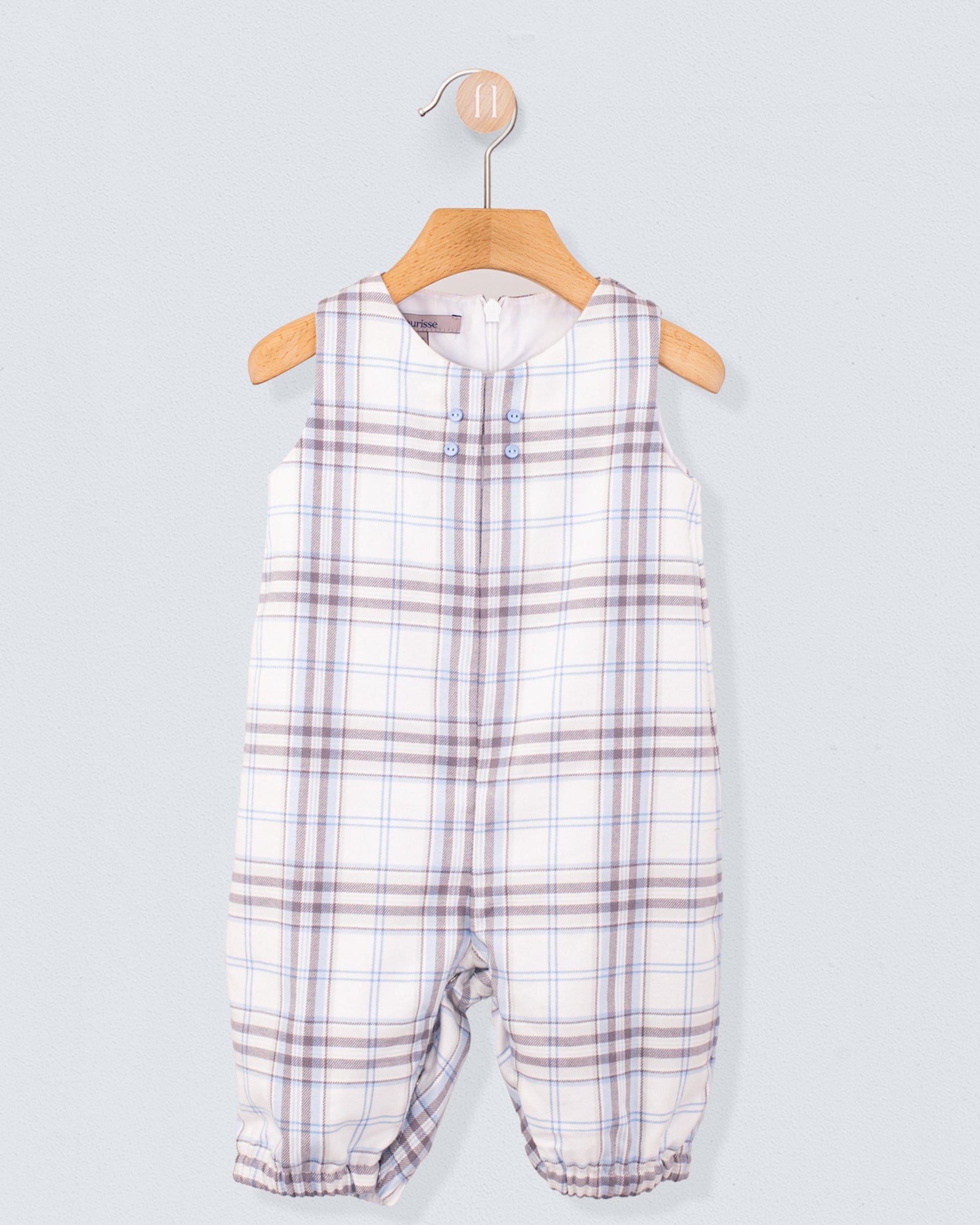 Harry Baby Blue Plaid Flannel Romper - Romper