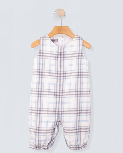 Harry Baby Blue Plaid Flannel Romper - Romper