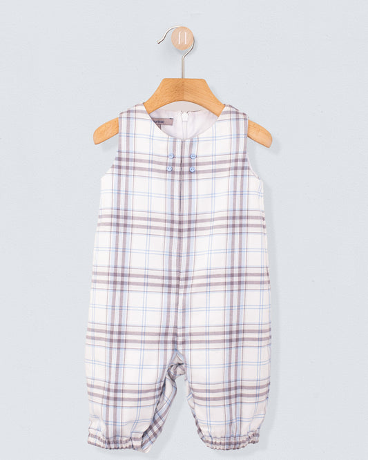 Harry Baby Blue Plaid Flannel Romper - Romper
