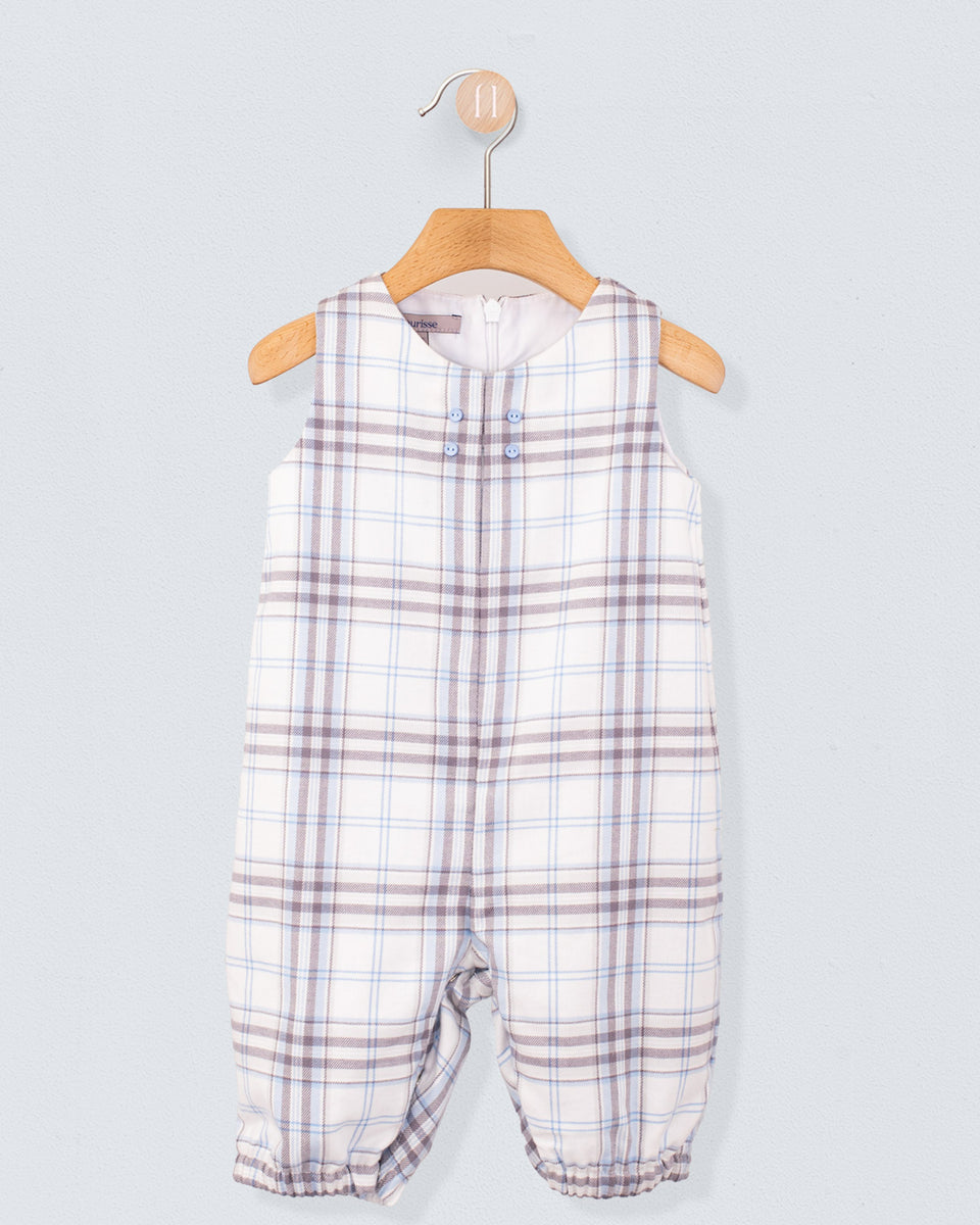 Harry Baby Blue Plaid Flannel Romper