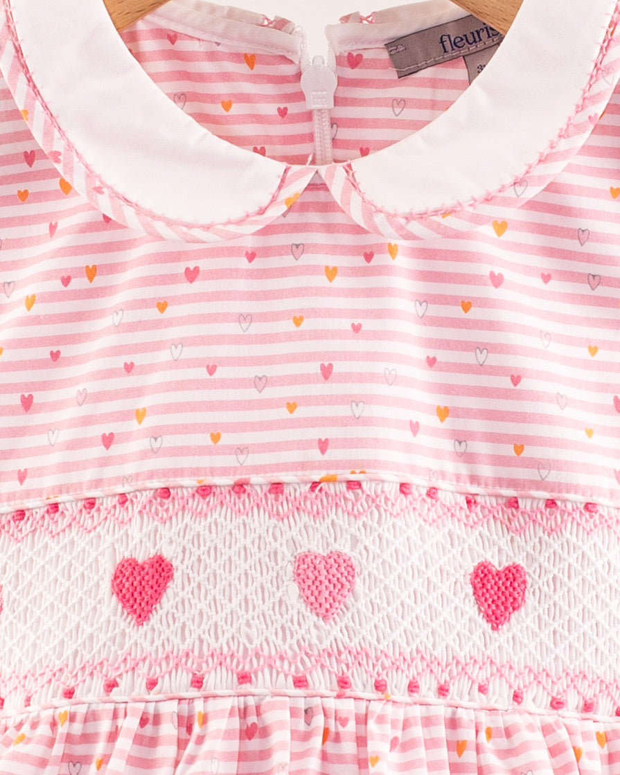 Heart French Stripe Smock - Smocked Dress