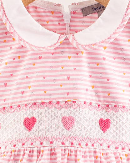 Heart French Stripe Smock - Smocked Dress