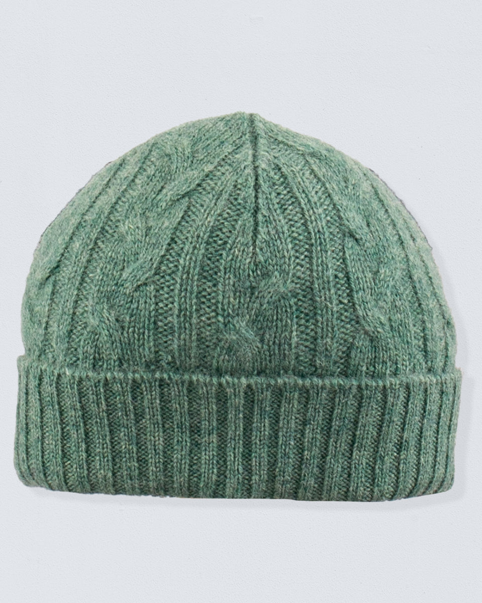 Cashmere Hunter Green Cable Knit Hat