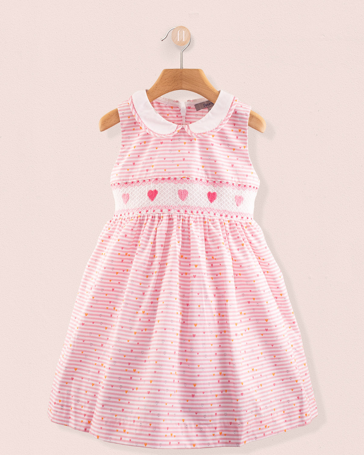 Heart French Stripe Smock - Smocked Dress