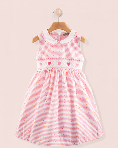 Heart French Stripe Smock - Smocked Dress