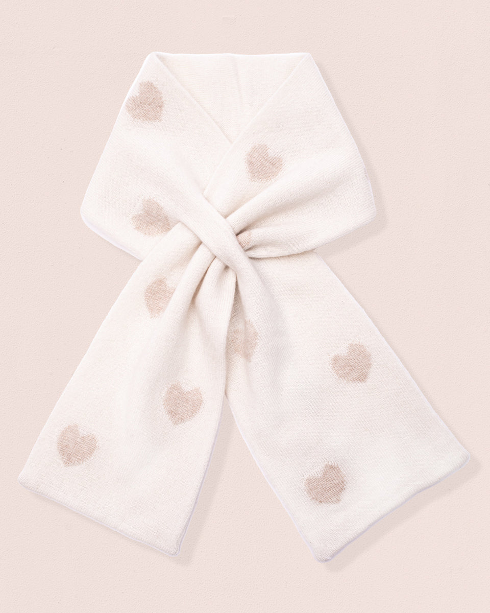 Hearts Cream Cashmere Scarf