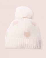 Hearts Cream Cashmere Fur Pom-Pom Hat