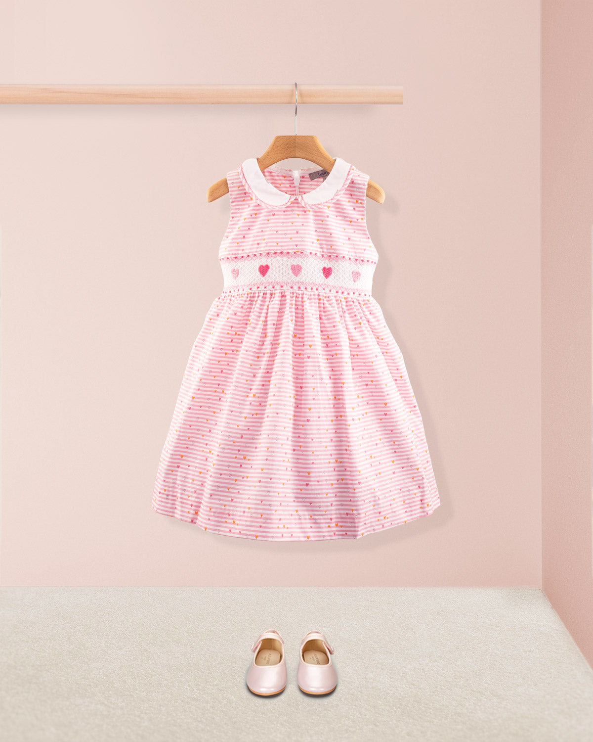 Heart French Stripe Smock - Smocked Dress