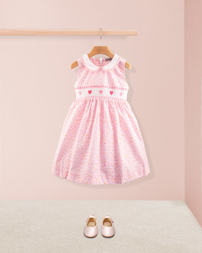 Heart French Stripe Smock - Smocked Dress