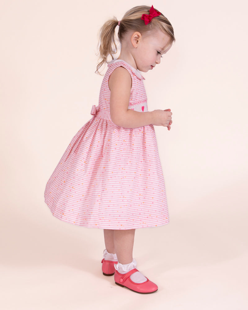 Heart French Stripe Smock - Smocked Dress