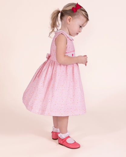Heart French Stripe Smock - Smocked Dress