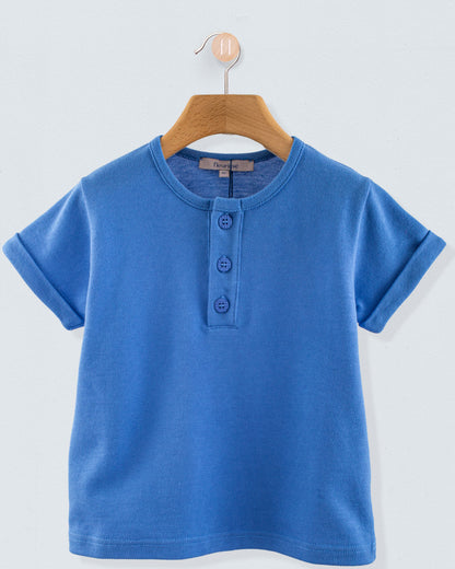 Henley Italian Piquet Royal Blue T-Shirt - Shirt