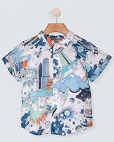 Henry Liberty Blue Robots Shirt