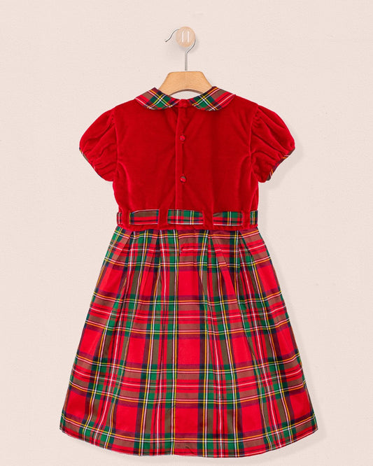 Christelle Velvet Royal Stewart Dress - Dress