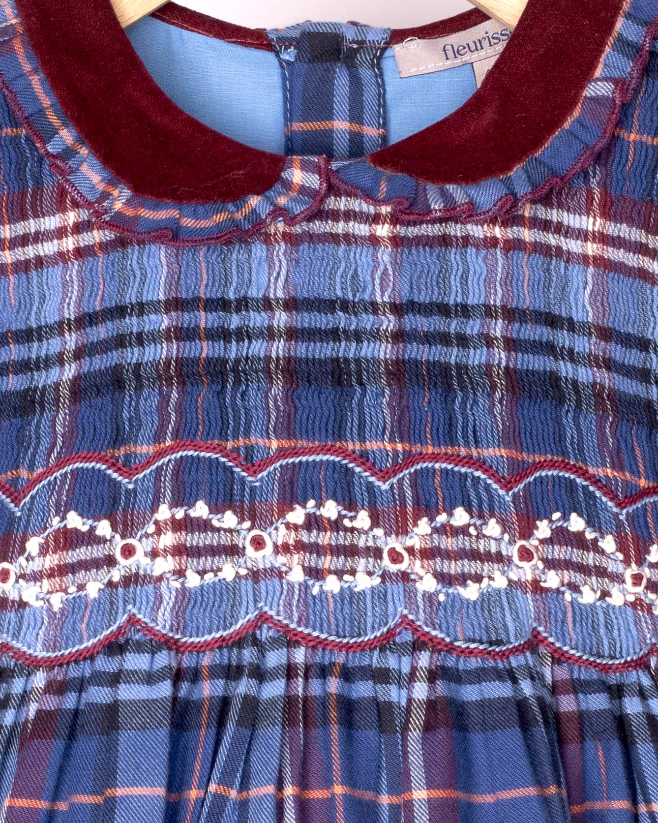Holly Bordeaux Plaid Flannel Smocked Dress