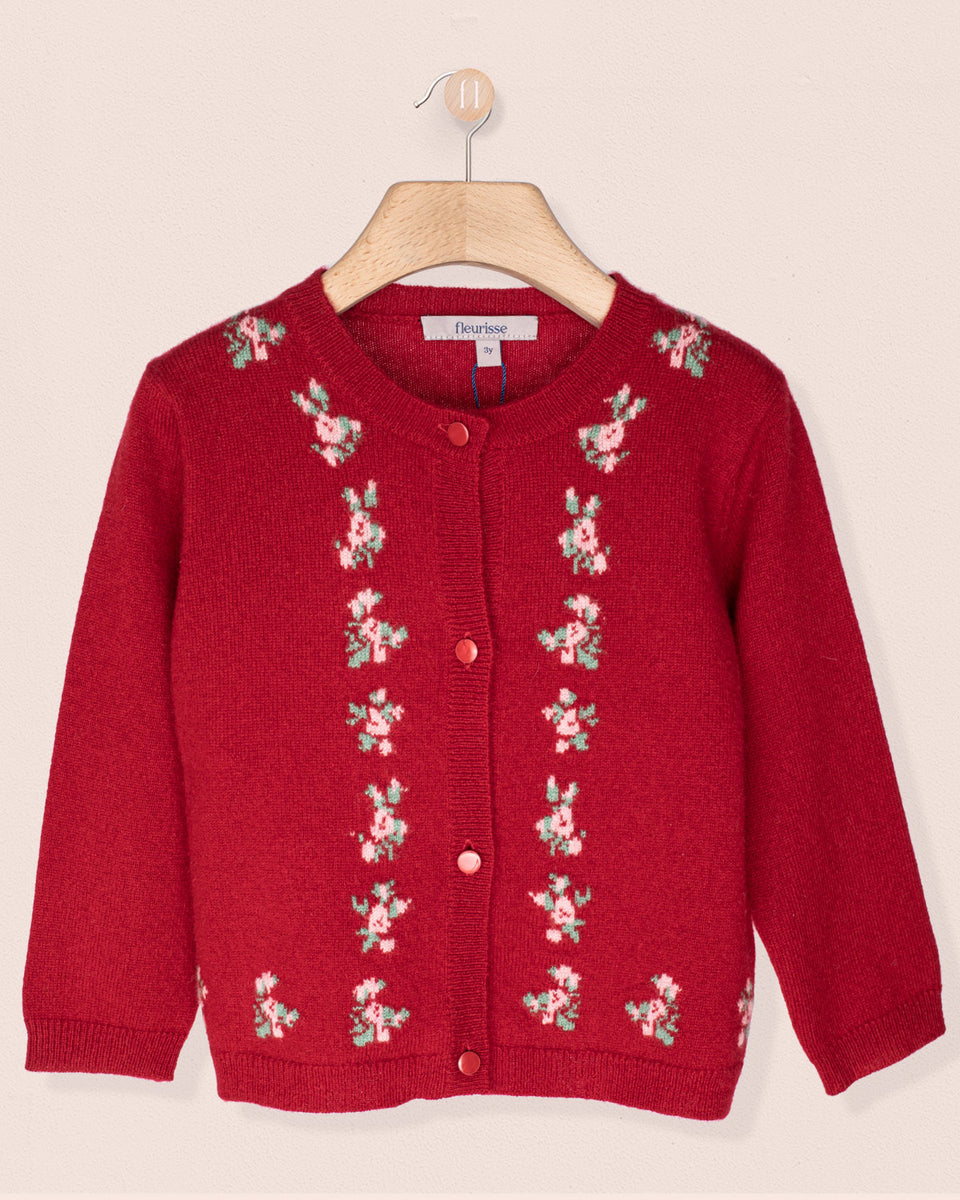Holly Red Flowers Cashmere Cardigan