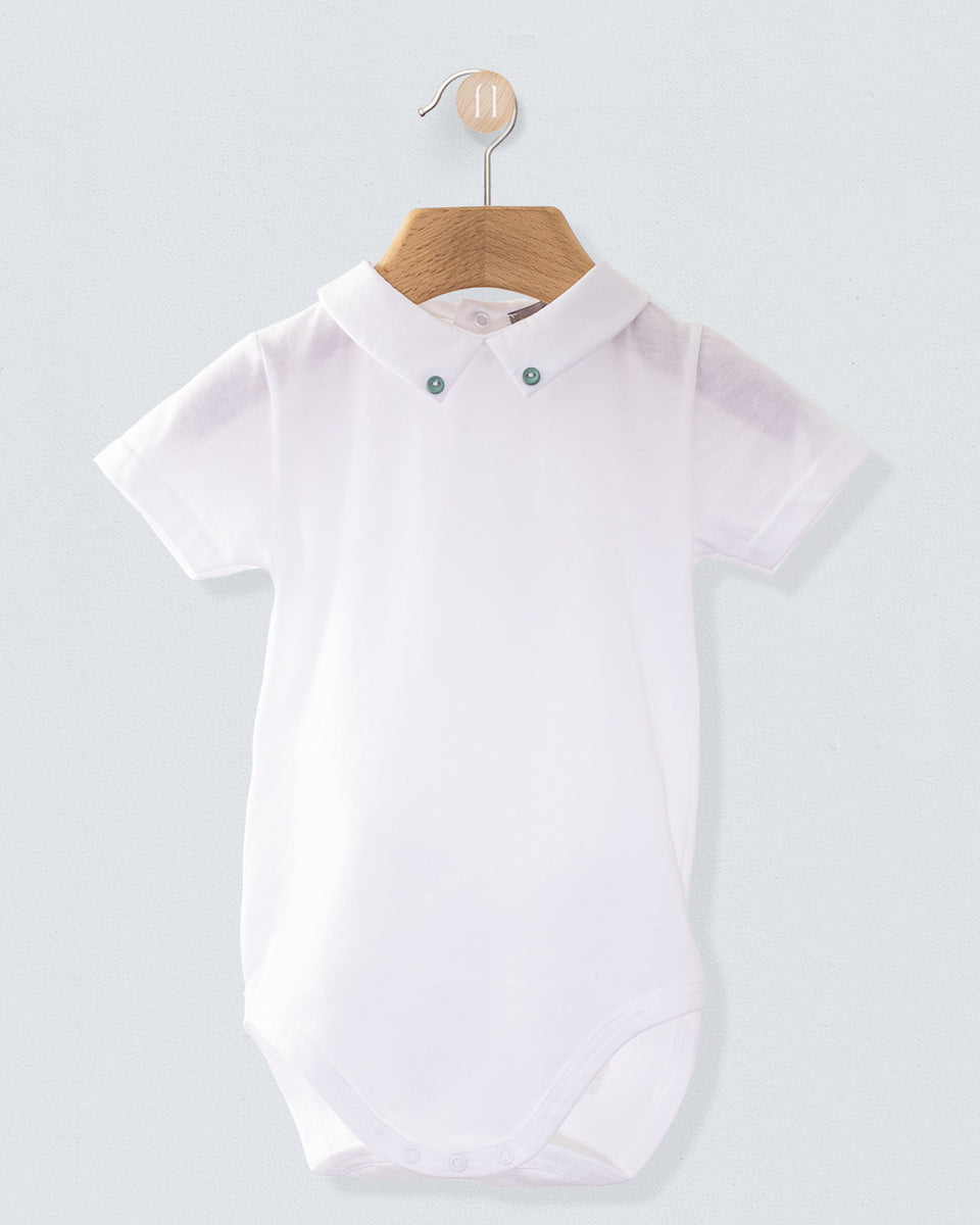 Andreas White Onesie with Hunter Buttons