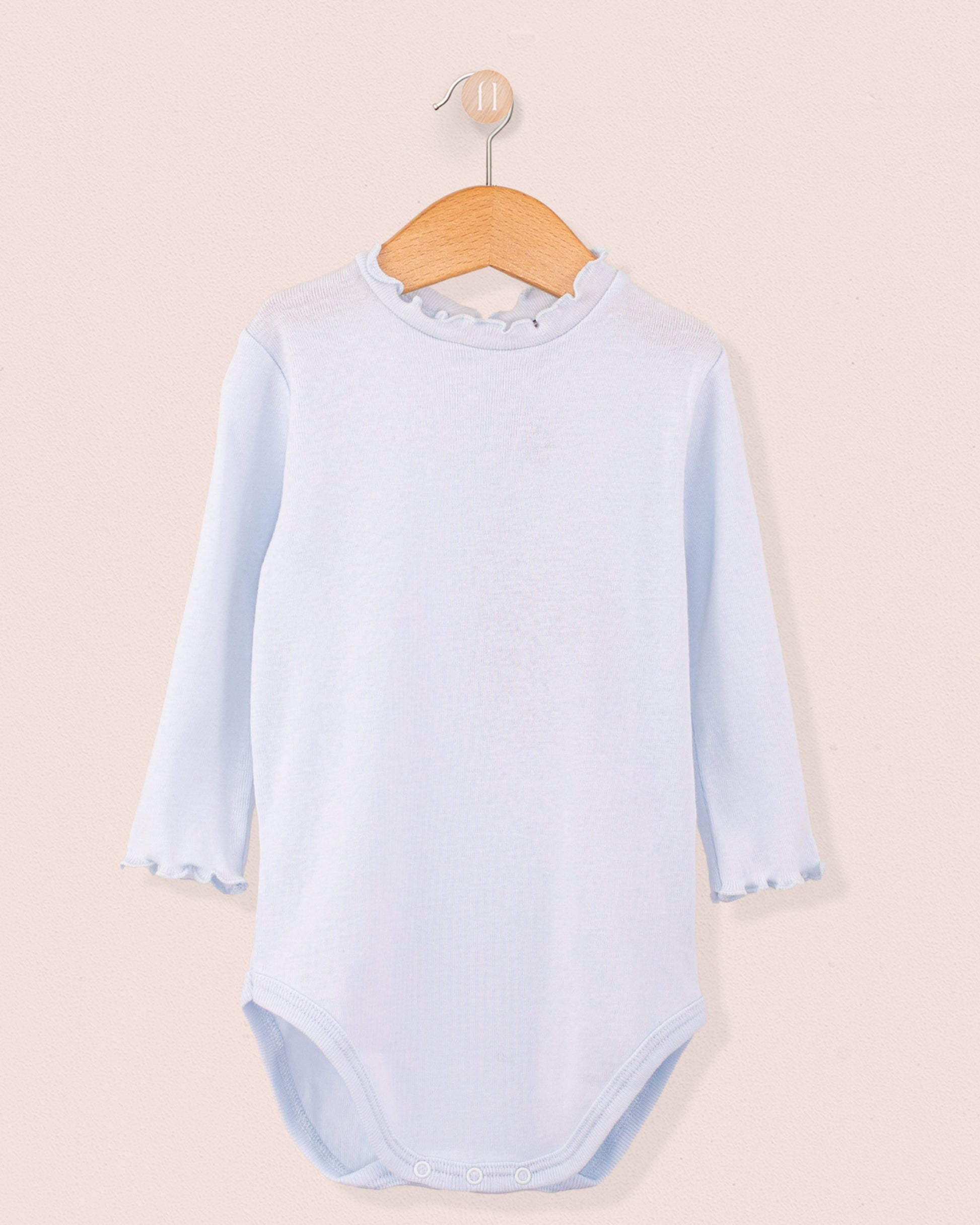 Mock Neck Onesie Italian Brushed Cotton Powder Blue - Onesie