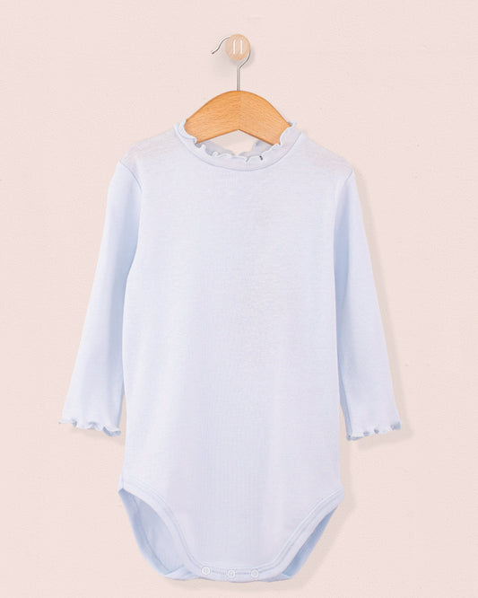 Mock Neck Onesie Italian Brushed Cotton Powder Blue - Onesie