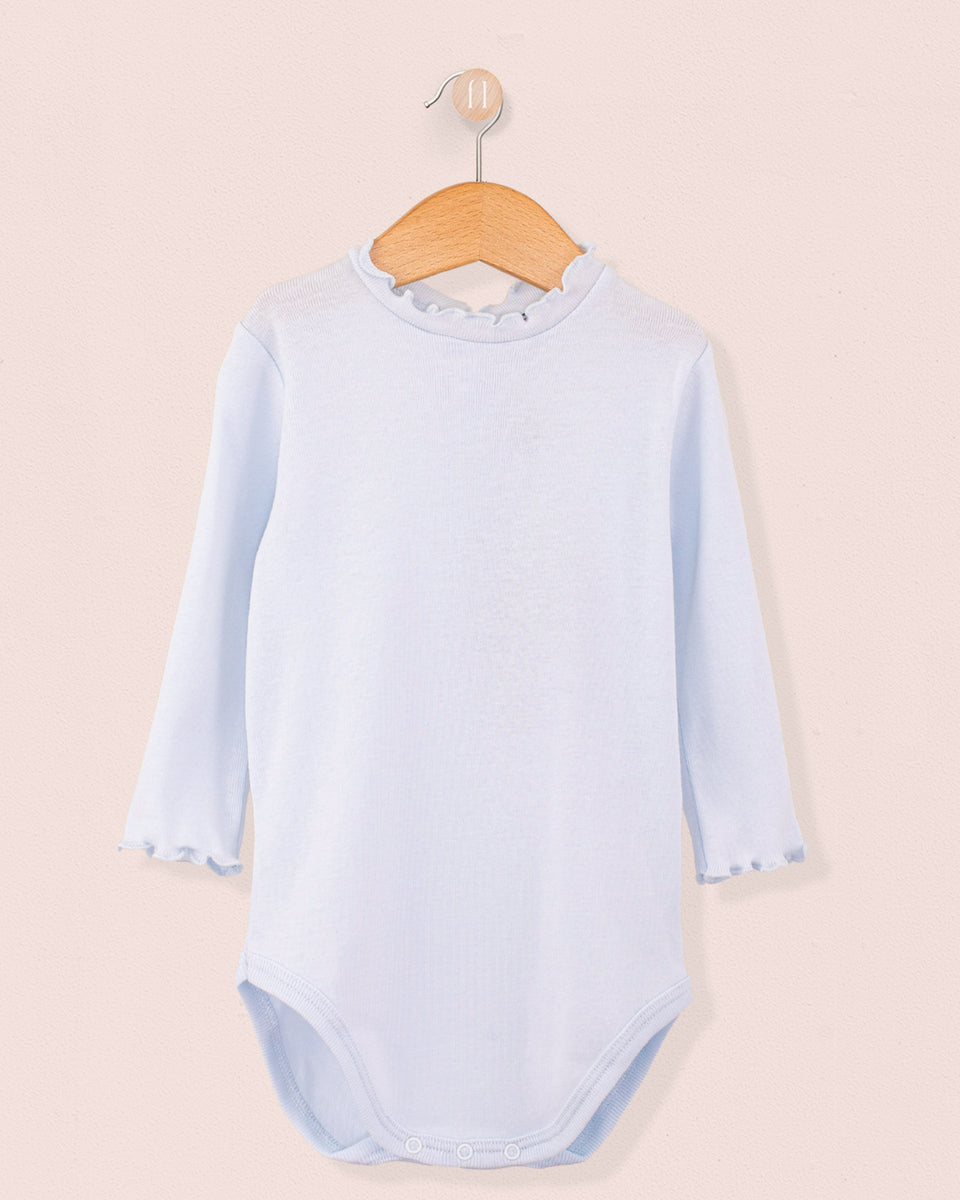 Mock Neck Onesie Italian Brushed Cotton Powder Blue
