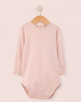 Mock Neck Onesie Italian Brushed Cotton Blush