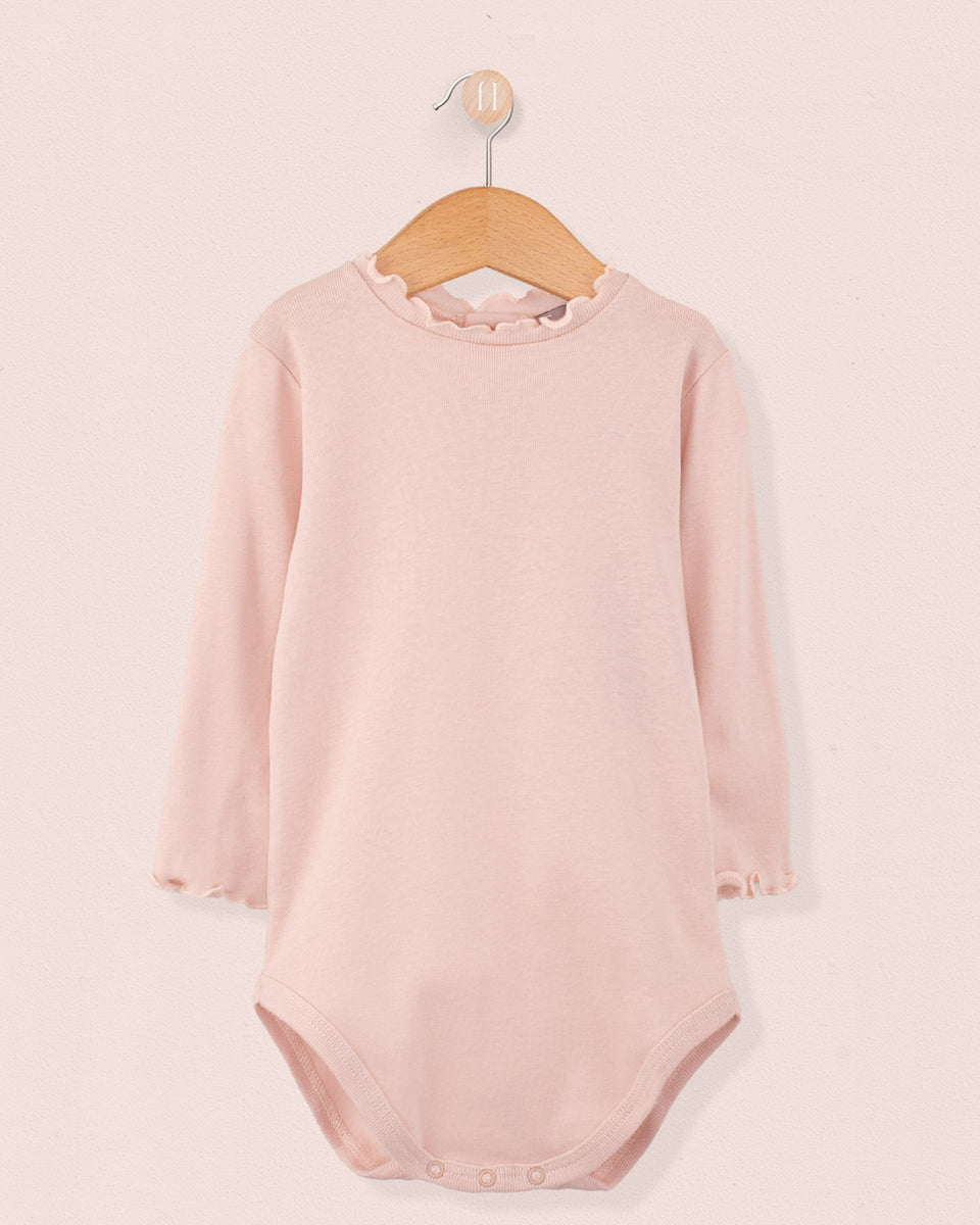Mock Neck Onesie Italian Brushed Cotton Blush
