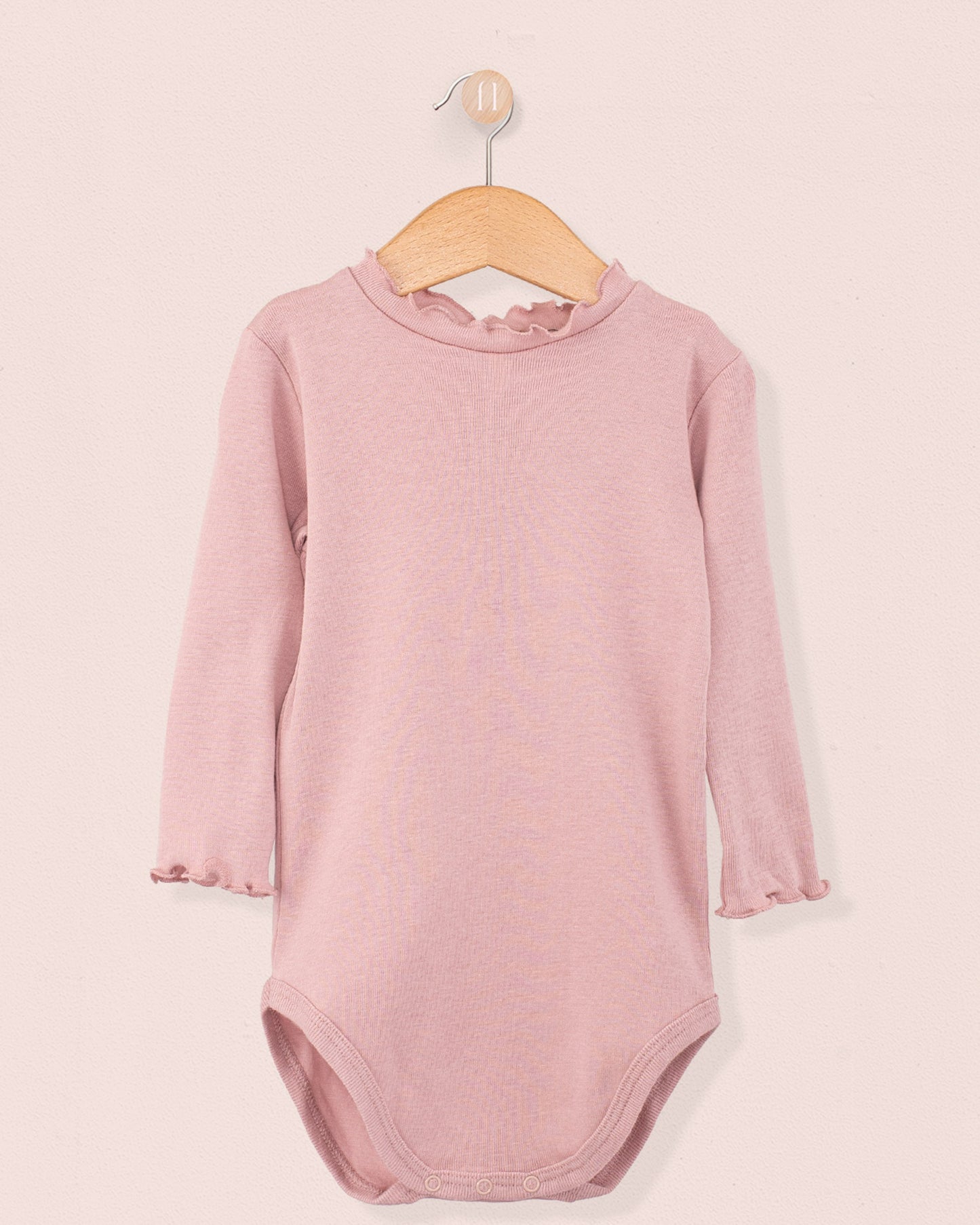 Mock Neck Onesie Italian Brushed Cotton Rose - Onesie
