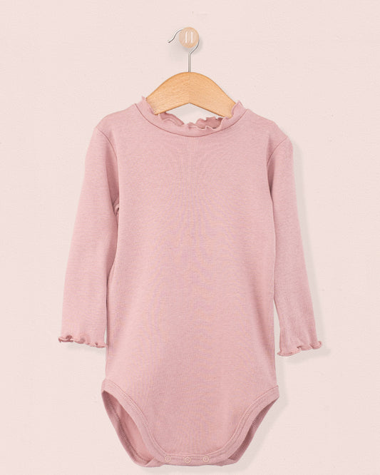 Mock Neck Onesie Italian Brushed Cotton Rose - Onesie