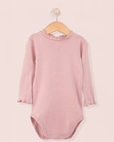 Mock Neck Onesie Italian Brushed Cotton Rose