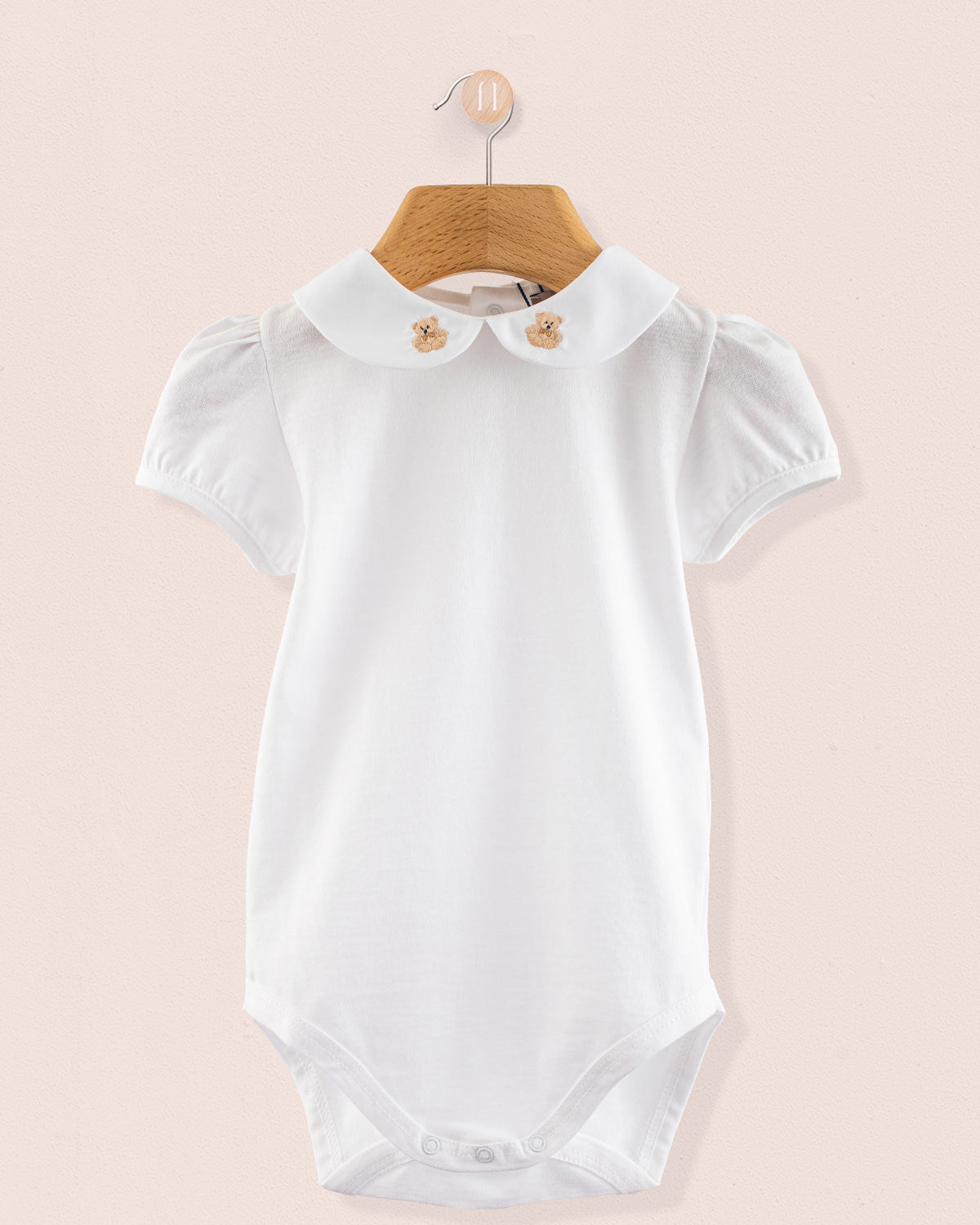 Ines onesie with Embroidered Beige Bear - Onesie