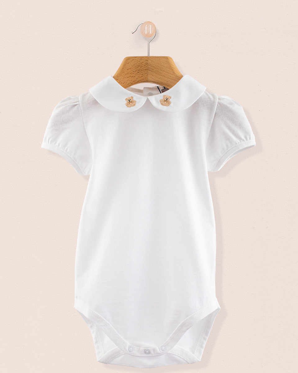 Ines onesie with Embroidered Beige Bear
