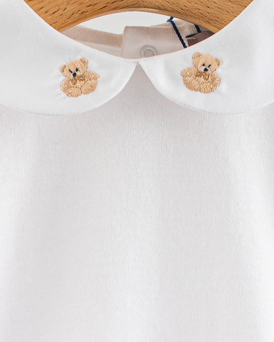 Ines onesie with Embroidered Beige Bear - Onesie
