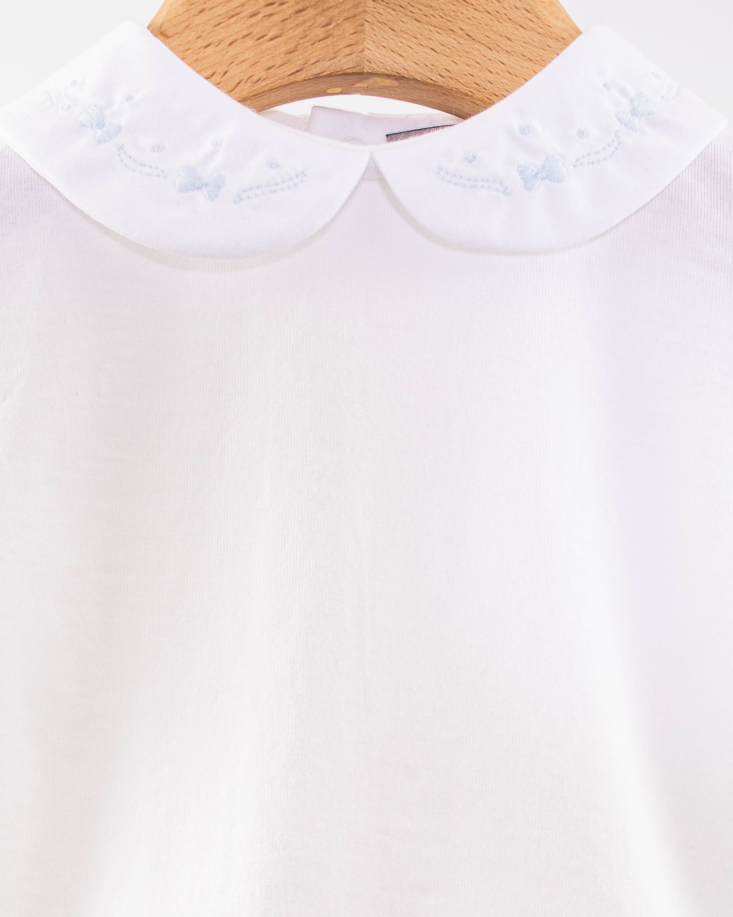 Ines Onesie Italian Embroidered Light Blue Bows - Onesie