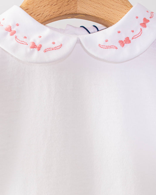 Ines Onesie with Embroidered Primrose Bows - Onesie