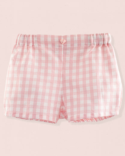 Iris Pink Gingham Linen Shorts - Pant