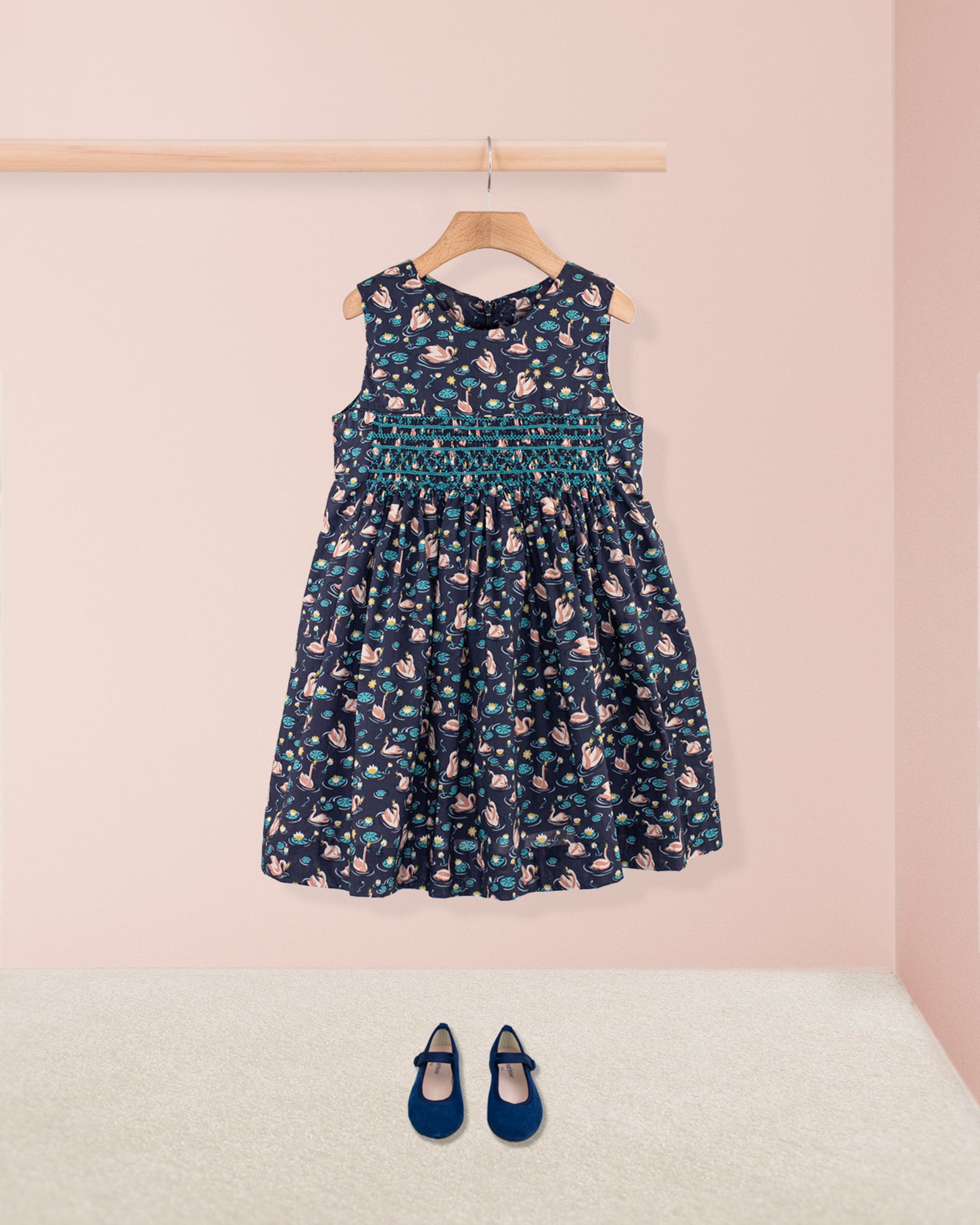 Julie Jumper Liberty Swan Lake Smock - Smocked Dress