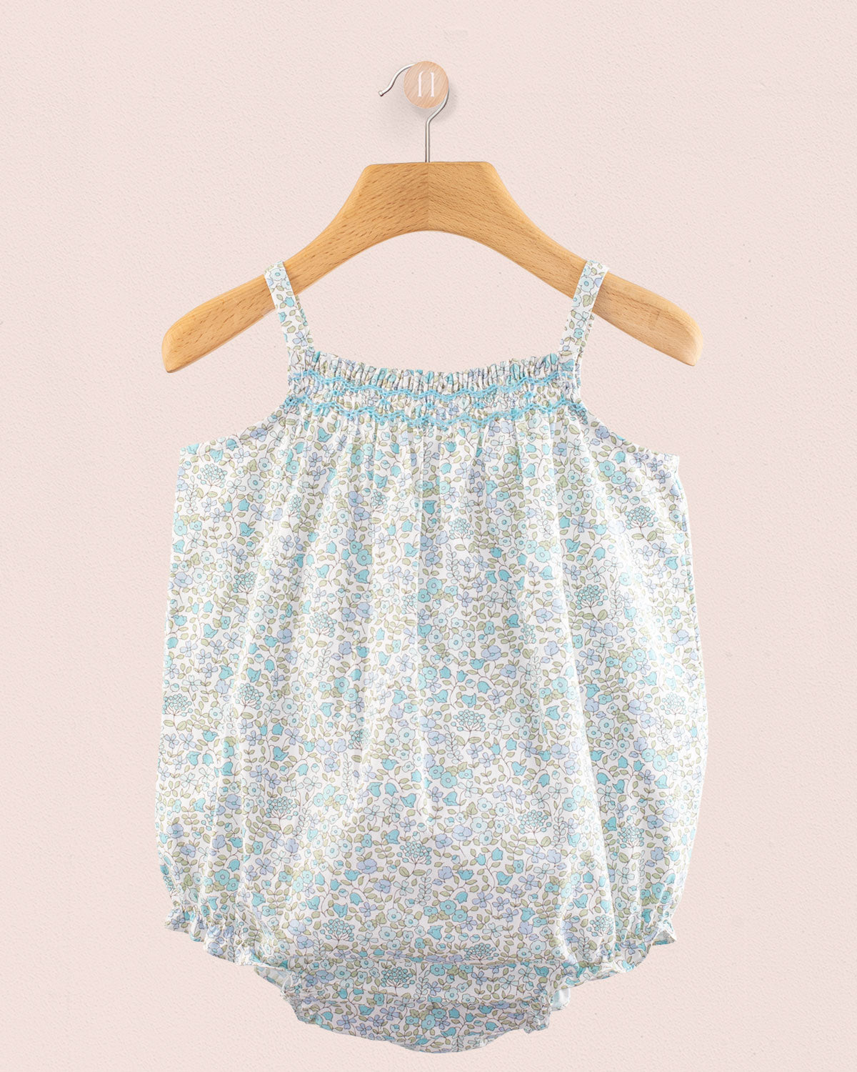 Joyeuse Garden Blue Smocked Bubble - Romper