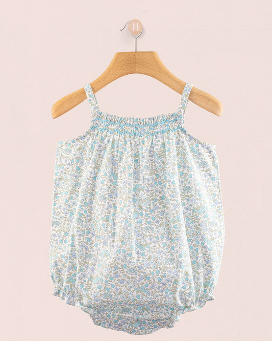 Joyeuse Garden Blue Smocked Bubble - Romper