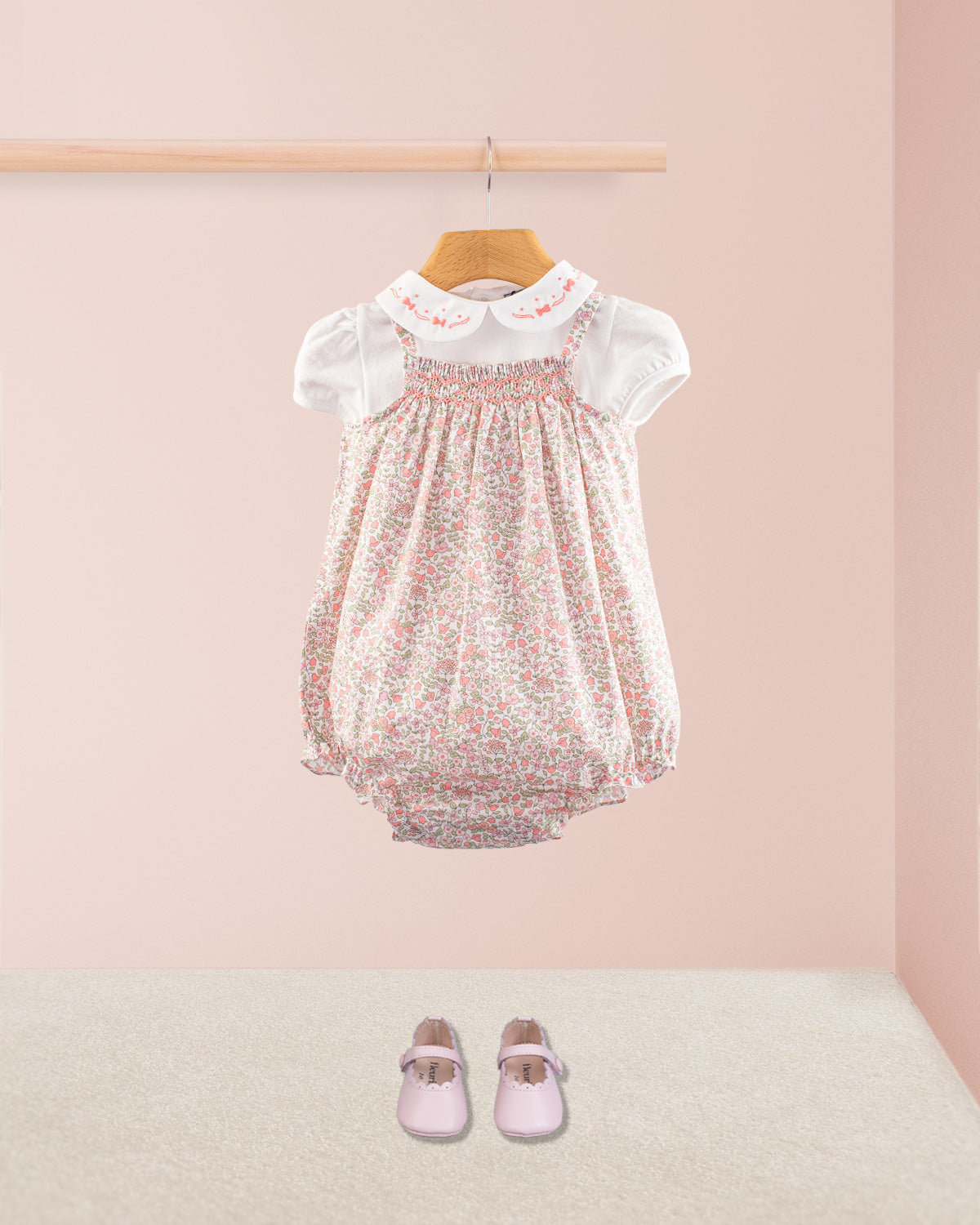 Joyeuse Garden Pink Smocked Bubble - Romper