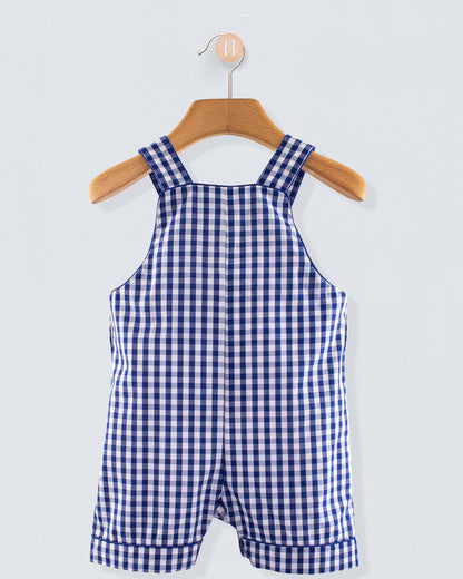 Starboard Navy Large Gingham Shortall - Romper
